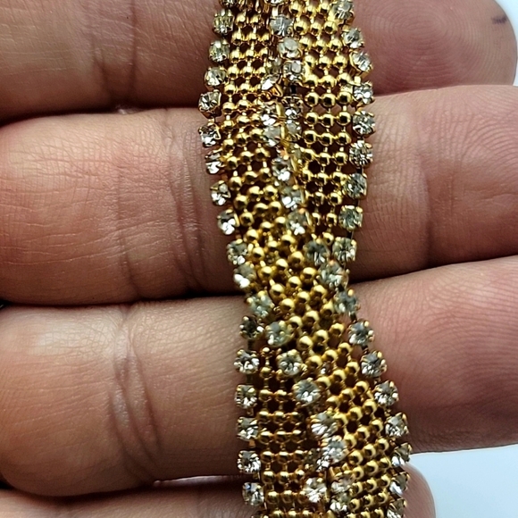 Elegant Gold and Silver Mesh Rhinestone Alfani Bracelet Size 7 - Picture 6 of 6